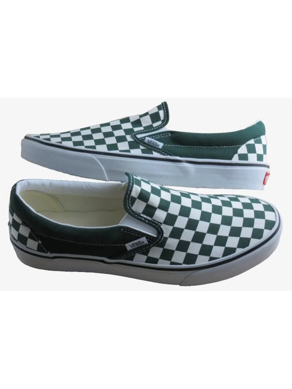 Vans Men's Classic Slip On Color Theory Checkerboard Emerald Green Shoes Size 10